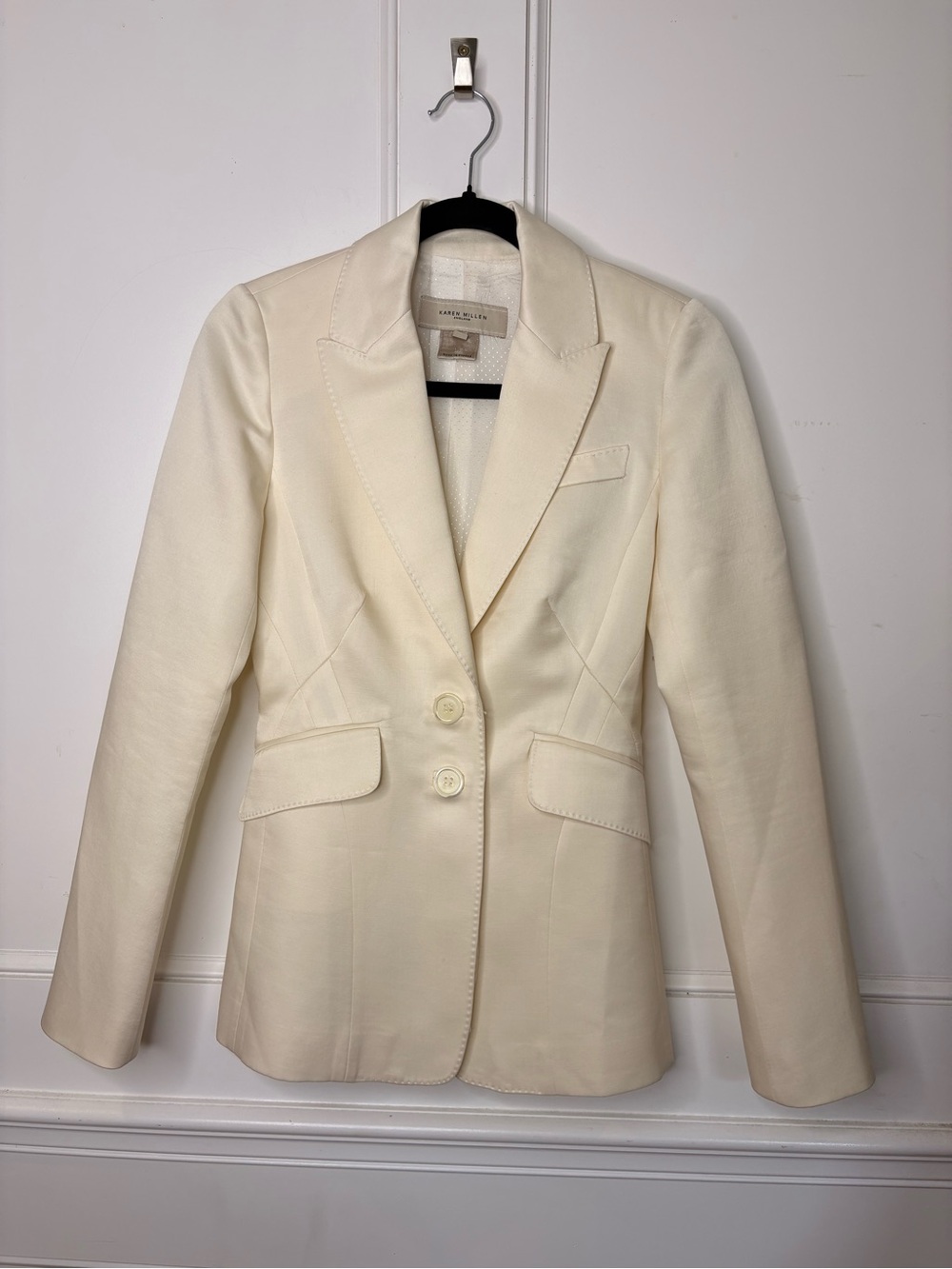 Karen Millen Cream Tailored Two-Button Blazer